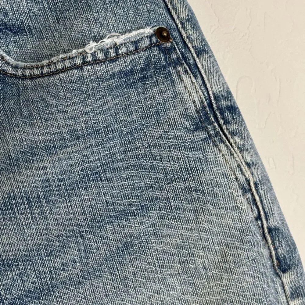Saint Laurent Denim Long Cut Off Shorts